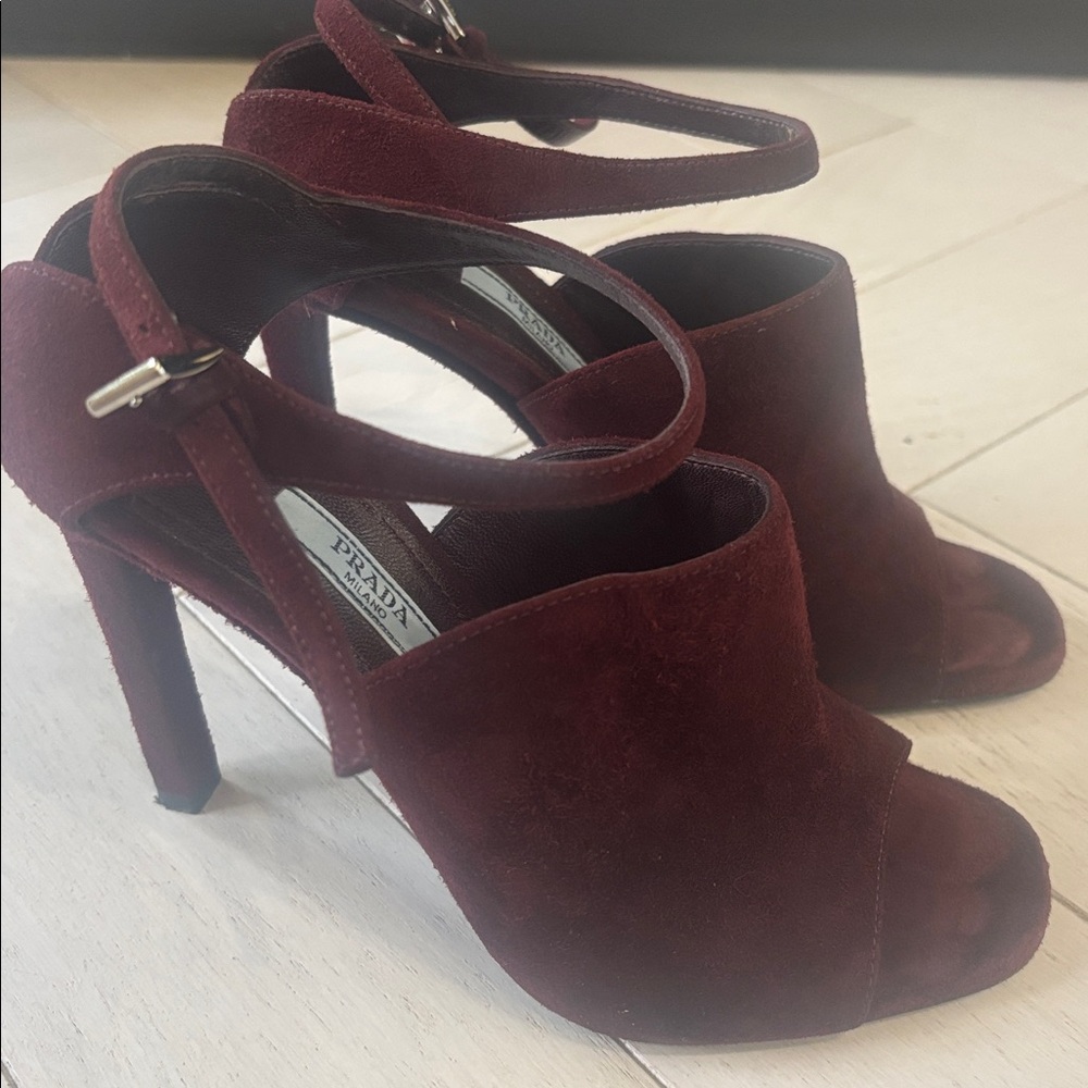 Prada Burgandy Suede Heels